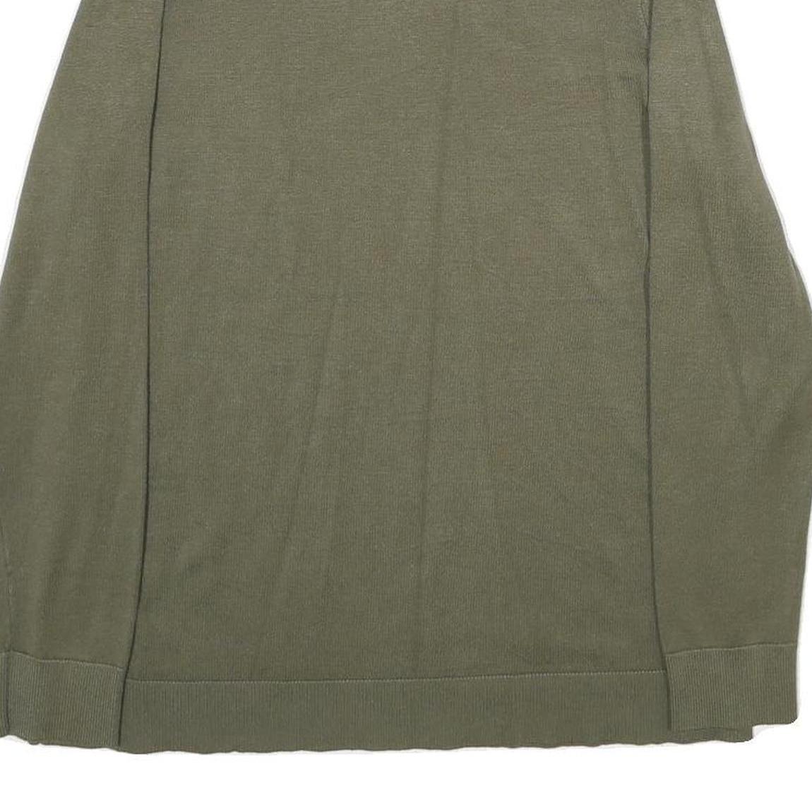 CALVIN KLEIN Womens Green Jumper Plain Roll Neck Basic Knit M Button Detail