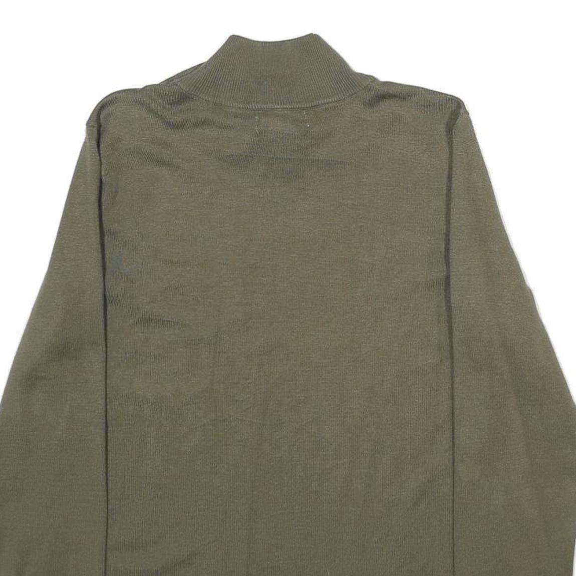 CALVIN KLEIN Womens Green Jumper Plain Roll Neck Basic Knit M Button Detail