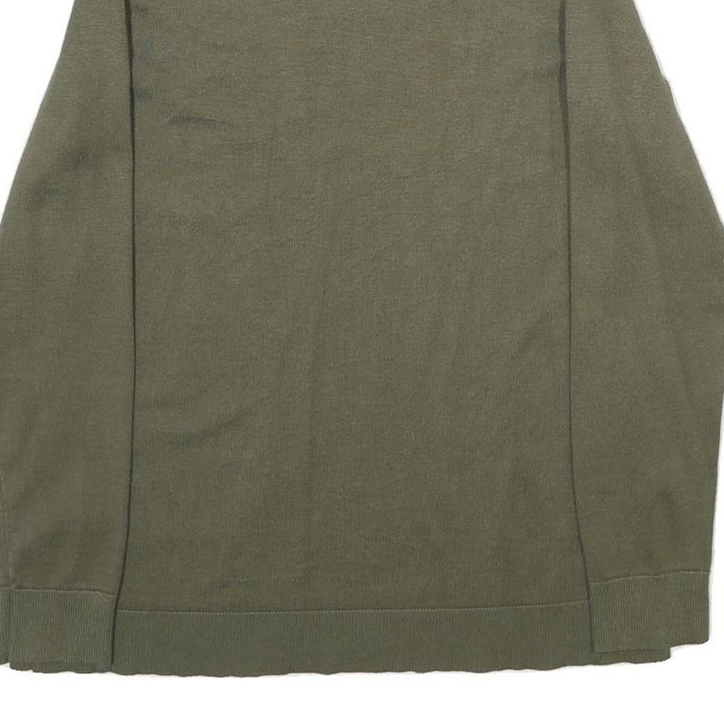 CALVIN KLEIN Womens Green Jumper Plain Roll Neck Basic Knit M Button Detail