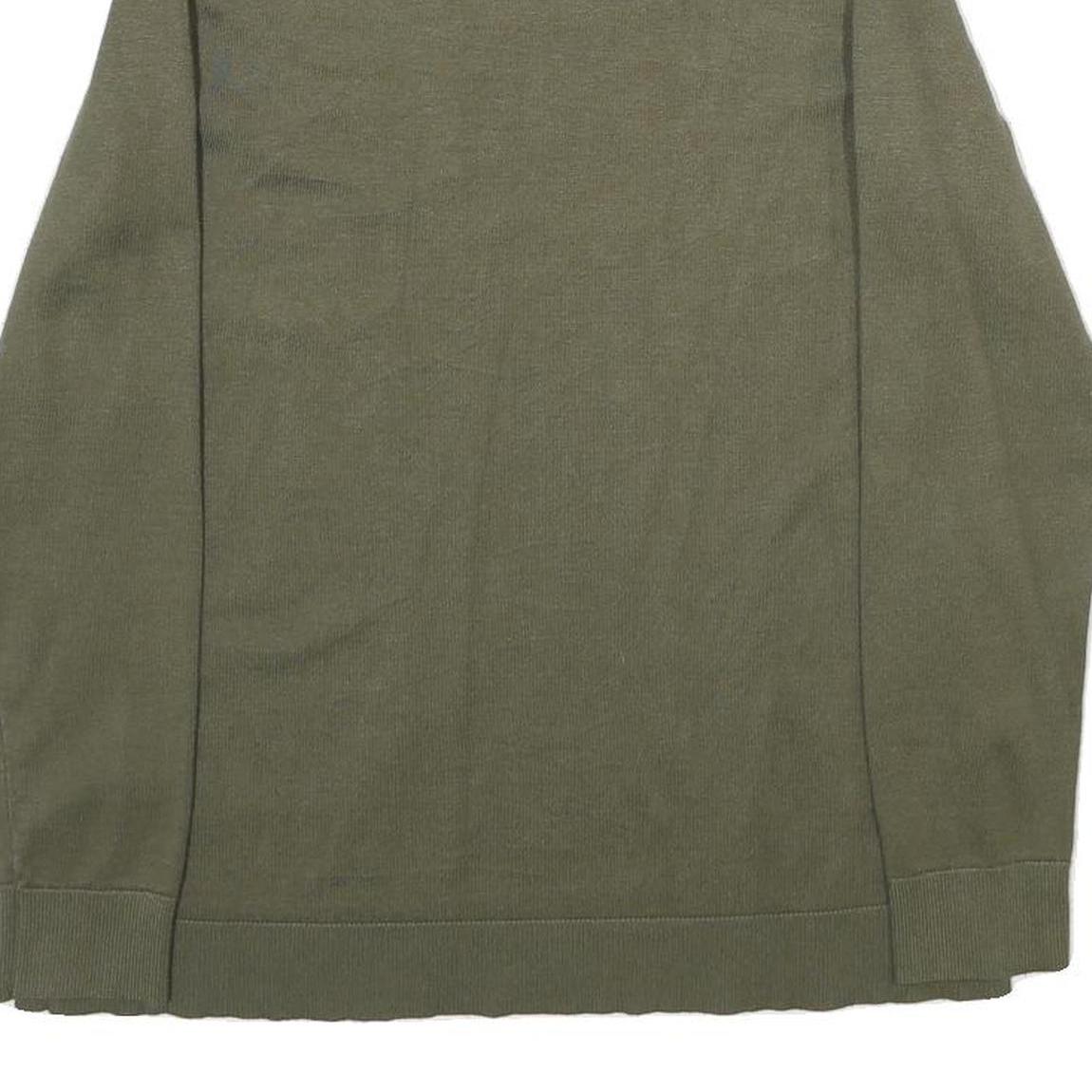 CALVIN KLEIN Womens Green Jumper Plain Roll Neck Basic Knit M Button Detail