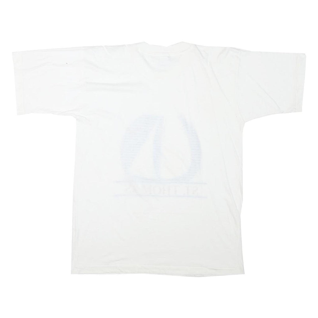 BEACH CLUB Mens White St. Thomas Sailboat Graphic T-Shirt L Short Sleeve Crew