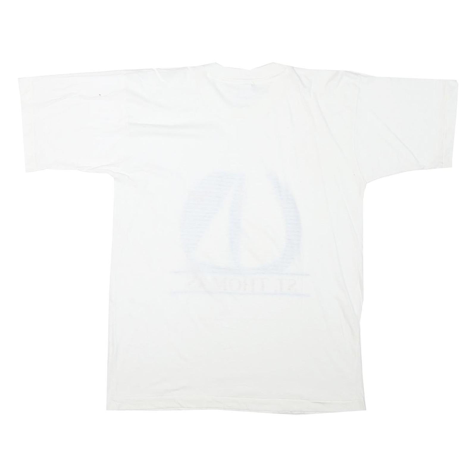 BEACH CLUB Mens White St. Thomas Sailboat Graphic T-Shirt L Short Sleeve Crew