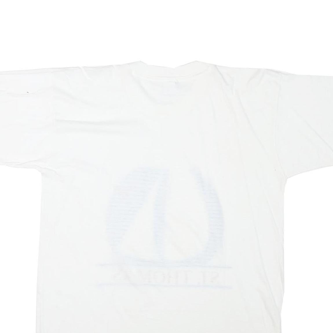 BEACH CLUB Mens White St. Thomas Sailboat Graphic T-Shirt L Short Sleeve Crew