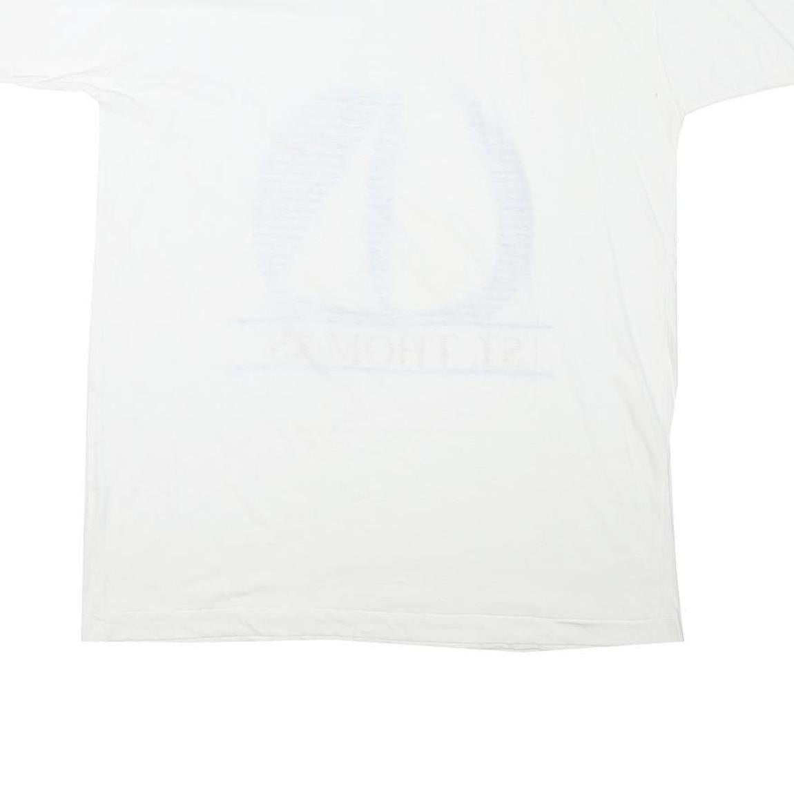 BEACH CLUB Mens White St. Thomas Sailboat Graphic T-Shirt L Short Sleeve Crew