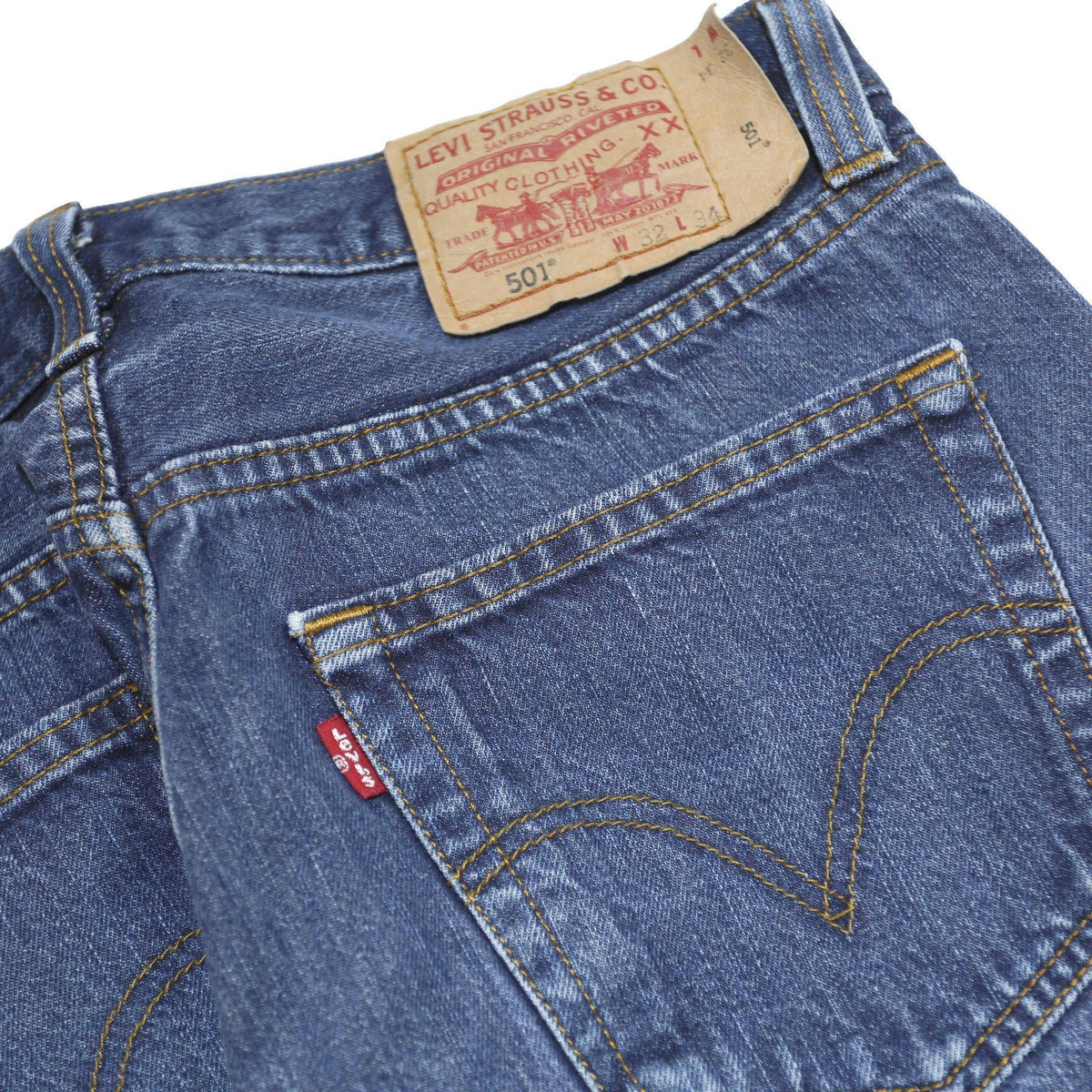 LEVI'S 501 Mens Jeans Blue Regular Straight Denim Medium W32 L30 Classic Fit