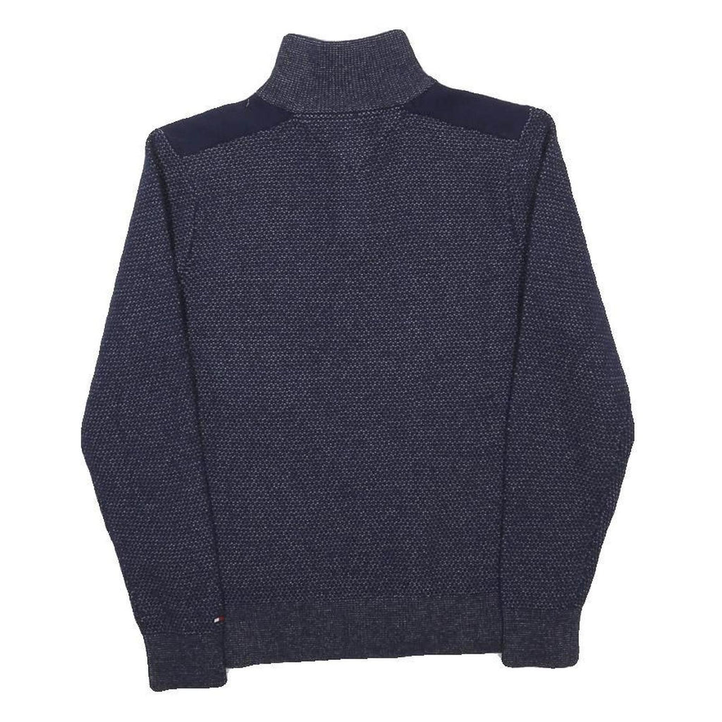 TOMMY HILFIGER Mens Blue Patterned Pullover Crew Neck Basic Knit S Jumper Wool