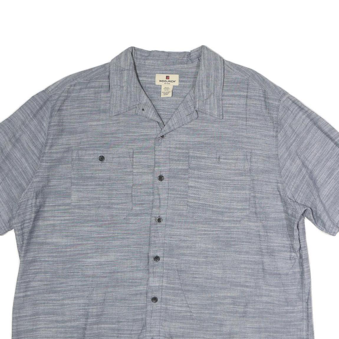 WOOLRICH Mens Blue XL Cotton Short Sleeve Shirt Casual Summer Button