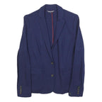 TOMMY HILFIGER Womens Navy Blue Classic Jacket S Cotton Blend Button Plain Style