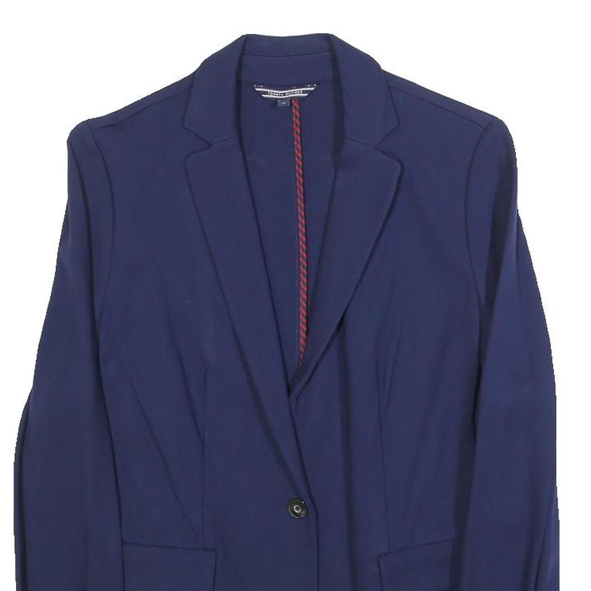 TOMMY HILFIGER Womens Navy Blue Classic Jacket S Cotton Blend Button Plain Style