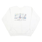 HANES Womens White California Crew Neck L Cotton Casual Graphic Sweatshirt