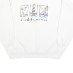HANES Womens White California Crew Neck L Cotton Casual Graphic Sweatshirt