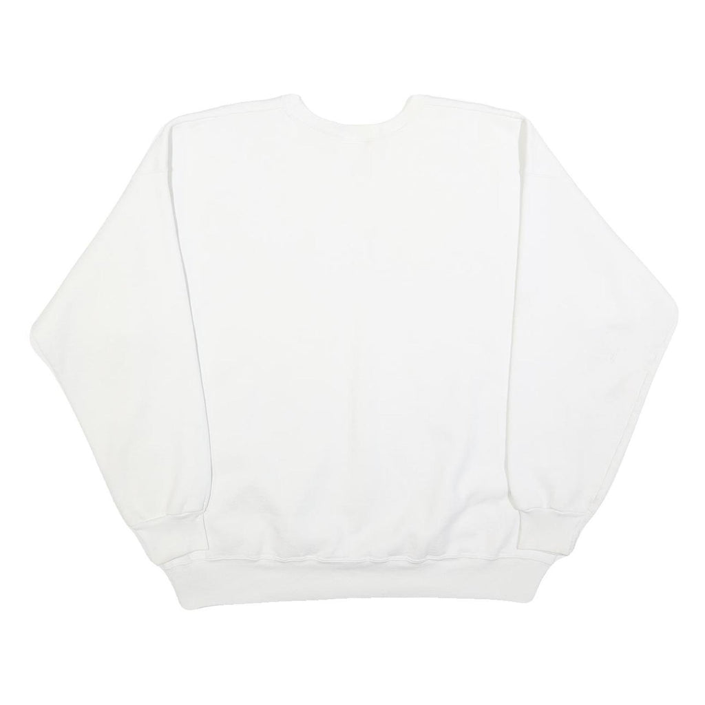 HANES Womens White California Crew Neck L Cotton Casual Graphic Sweatshirt