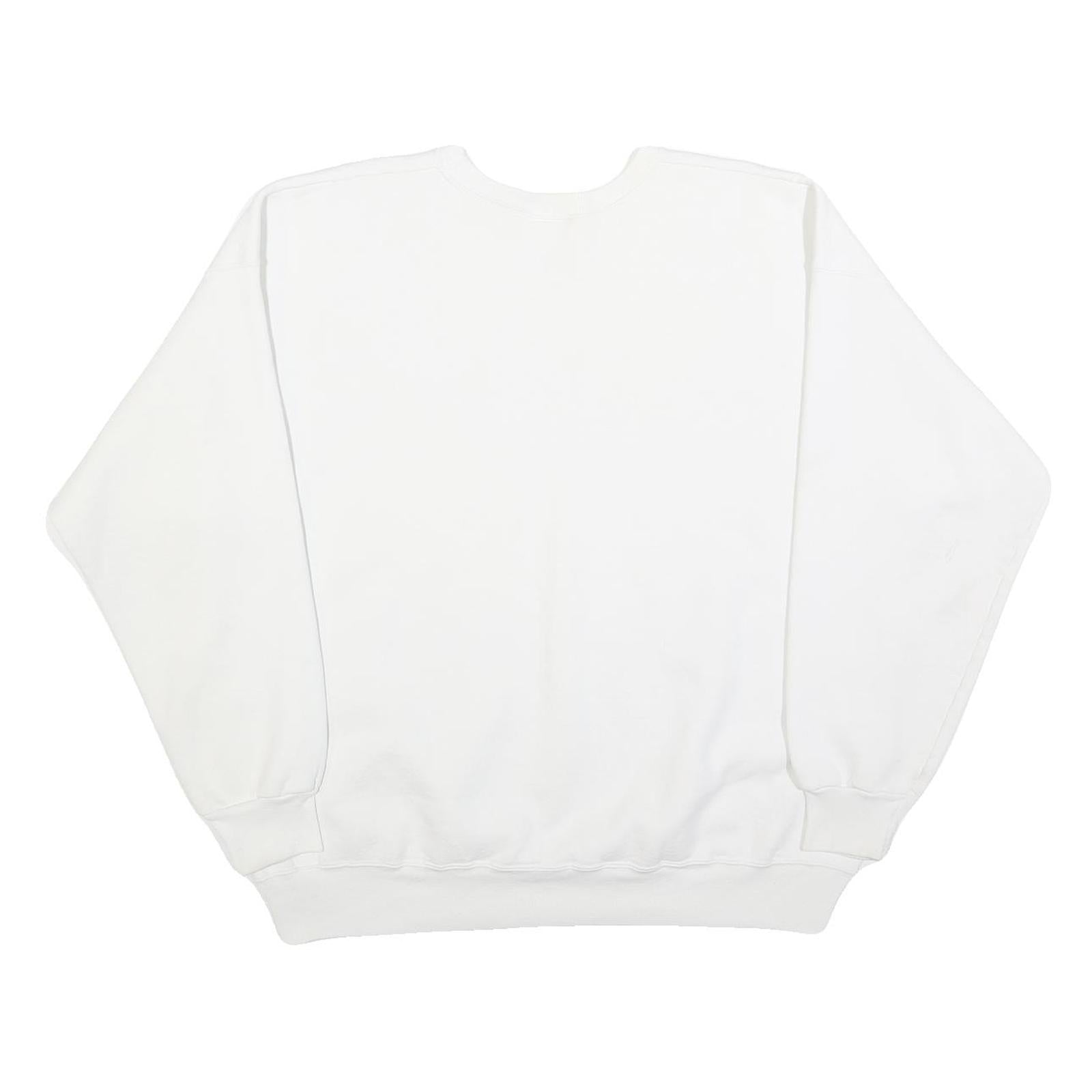 HANES Womens White California Crew Neck L Cotton Casual Graphic Sweatshirt