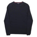 TOMMY HILFIGER Womens Navy Blue Plain Crew Neck Basic Knit Jumper S Wool Blend