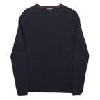 TOMMY HILFIGER Womens Navy Blue Plain Crew Neck Basic Knit Jumper S Wool Blend