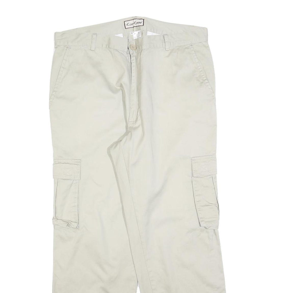 ESSE EMME Mens Regular Cotton Blend Beige Cargo Trousers W36 L30 Casual Zip