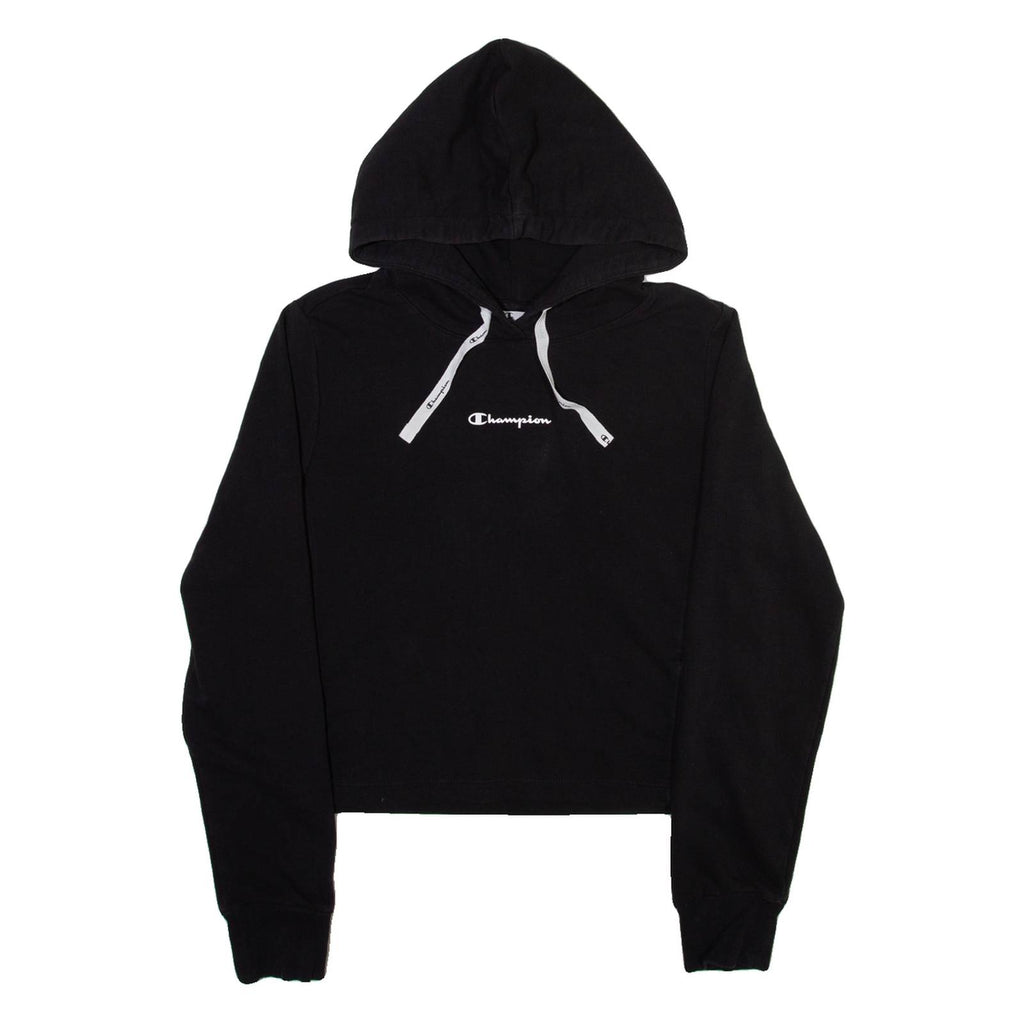 CHAMPION Cropped Womens Black Hoodie L