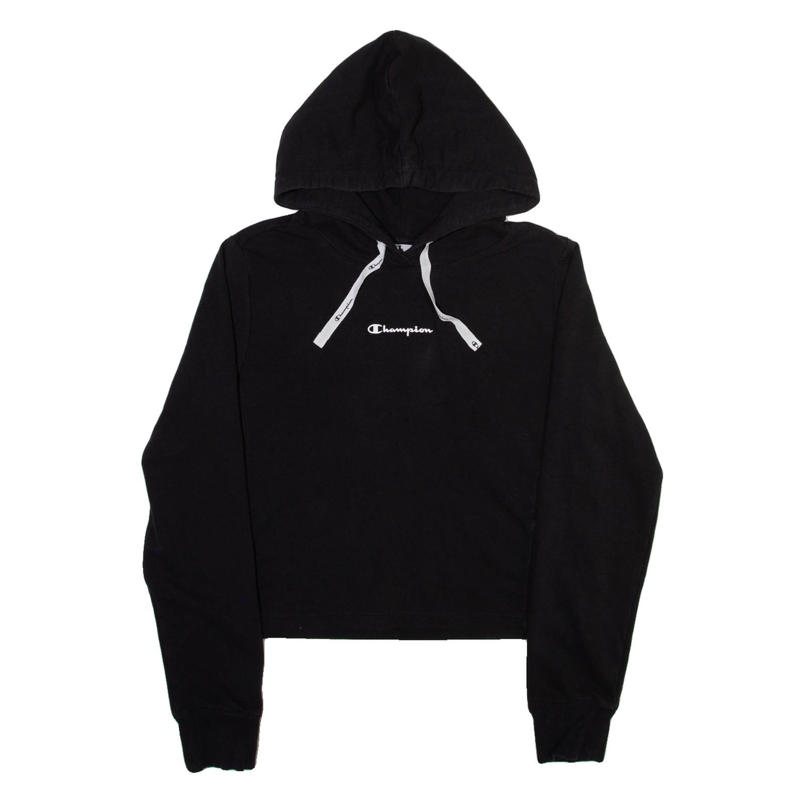 CHAMPION Cropped Womens Black Hoodie L