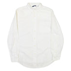 CHAPS Mens White & Cream Button-Down Shirt S Classic Cotton Long Sleeve Casual
