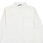 CHAPS Mens White & Cream Button-Down Shirt S Classic Cotton Long Sleeve Casual