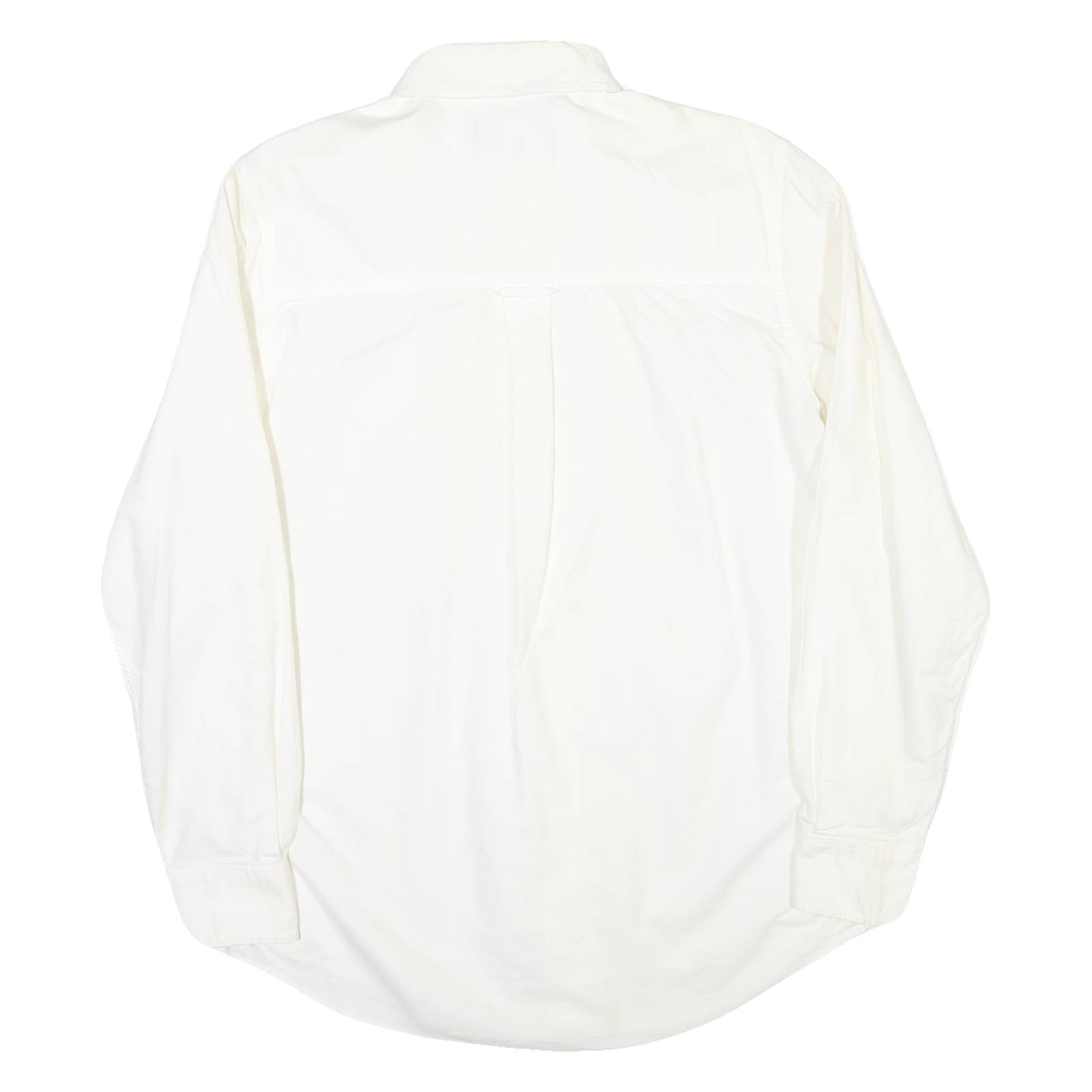 CHAPS Mens White & Cream Button-Down Shirt S Classic Cotton Long Sleeve Casual