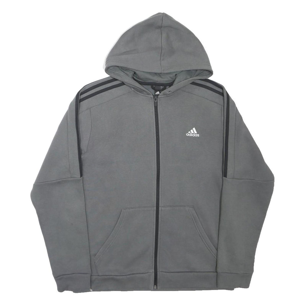 ADIDAS Mens Grey Hoodie M Cotton Blend Full Zip Sports Casual