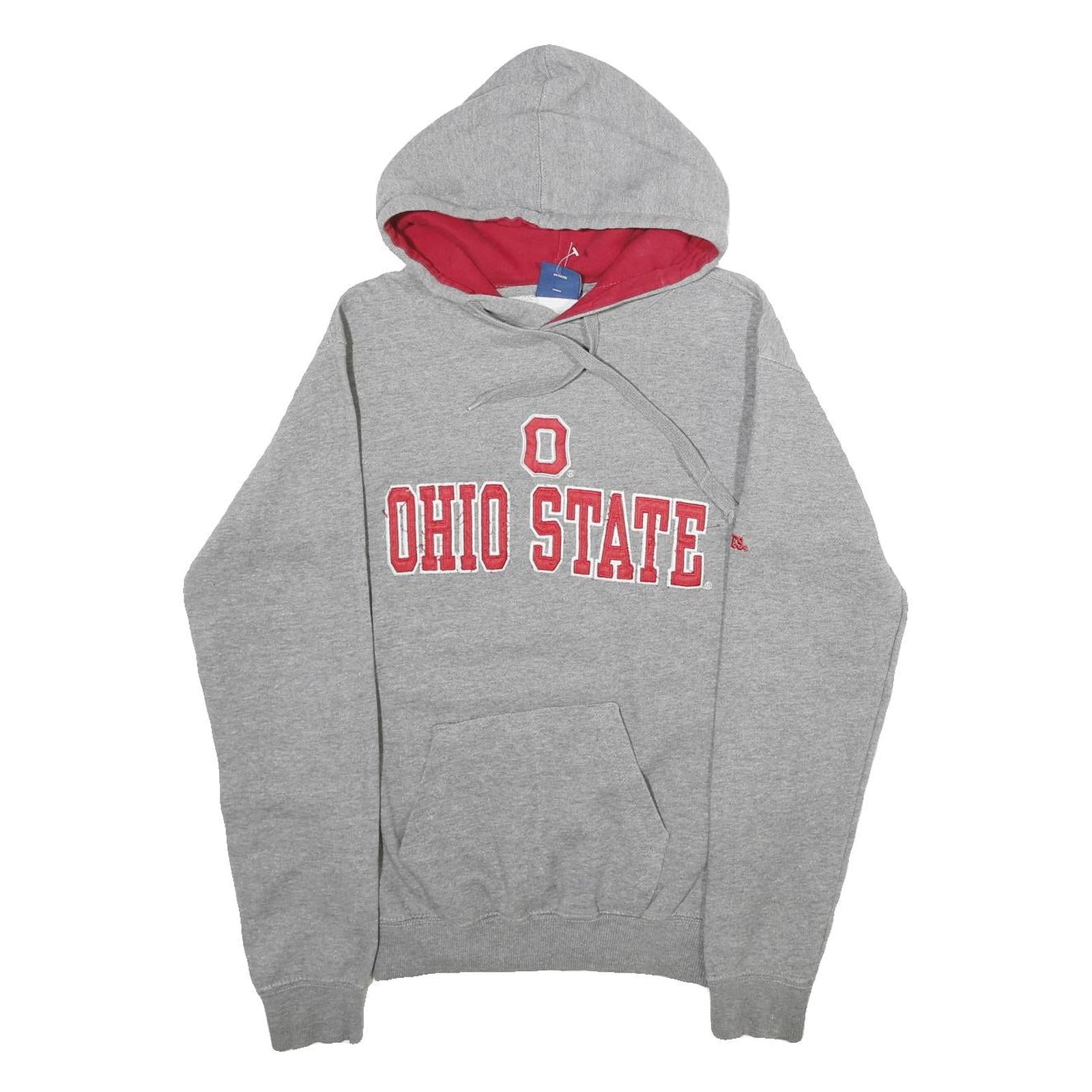 OLD VARSITY BRAND Mens Grey & Red Ohio State Pullover Hoodie XS Cotton Blend