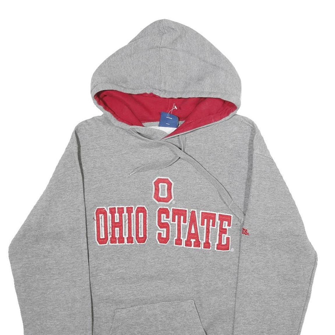 OLD VARSITY BRAND Mens Grey & Red Ohio State Pullover Hoodie XS Cotton Blend
