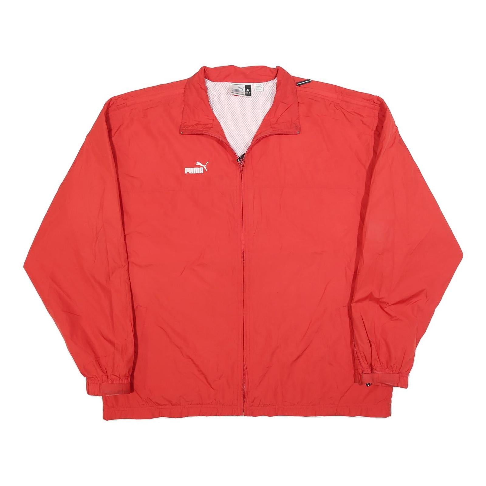 PUMA Mens Red Jacket XL Polyester Blend Zip Plain Sportswear Windbreaker