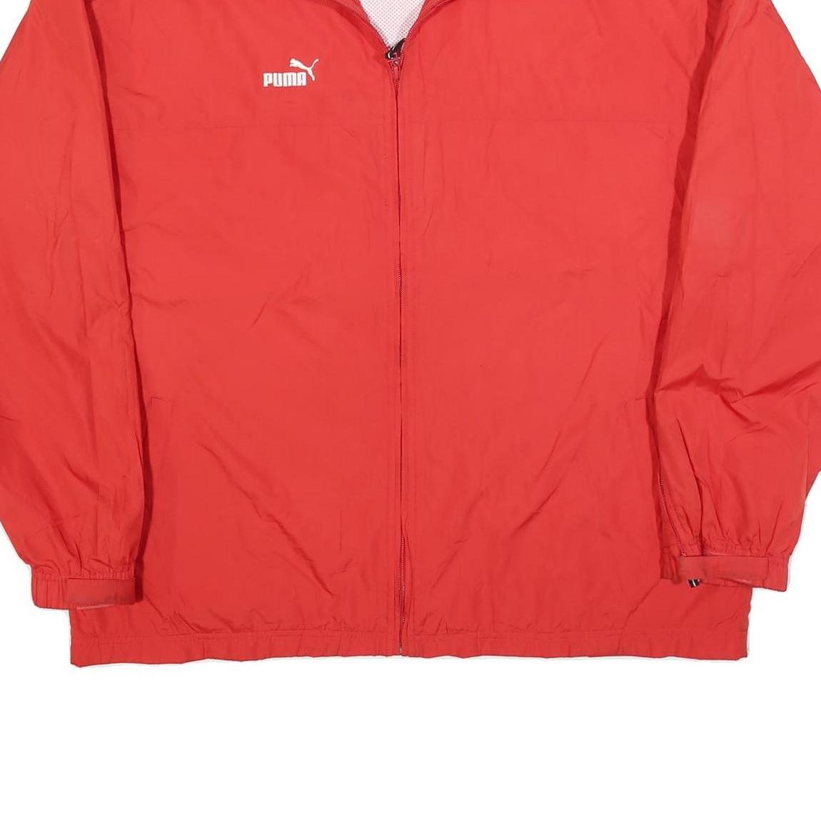 PUMA Mens Red Jacket XL Polyester Blend Zip Plain Sportswear Windbreaker