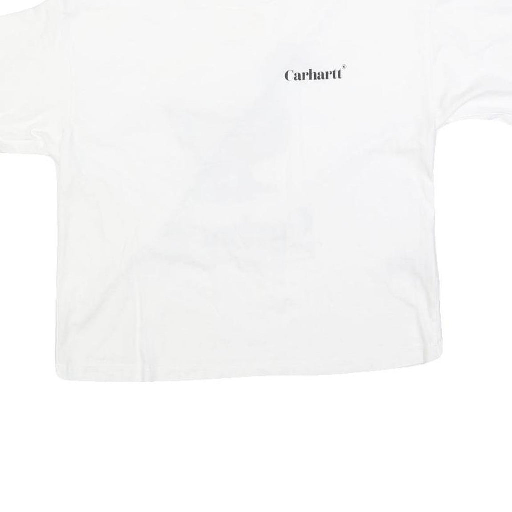 CARHARTT Womens White & Brown Graphic T-Shirt XS Short Sleeve Crew Neck Casual