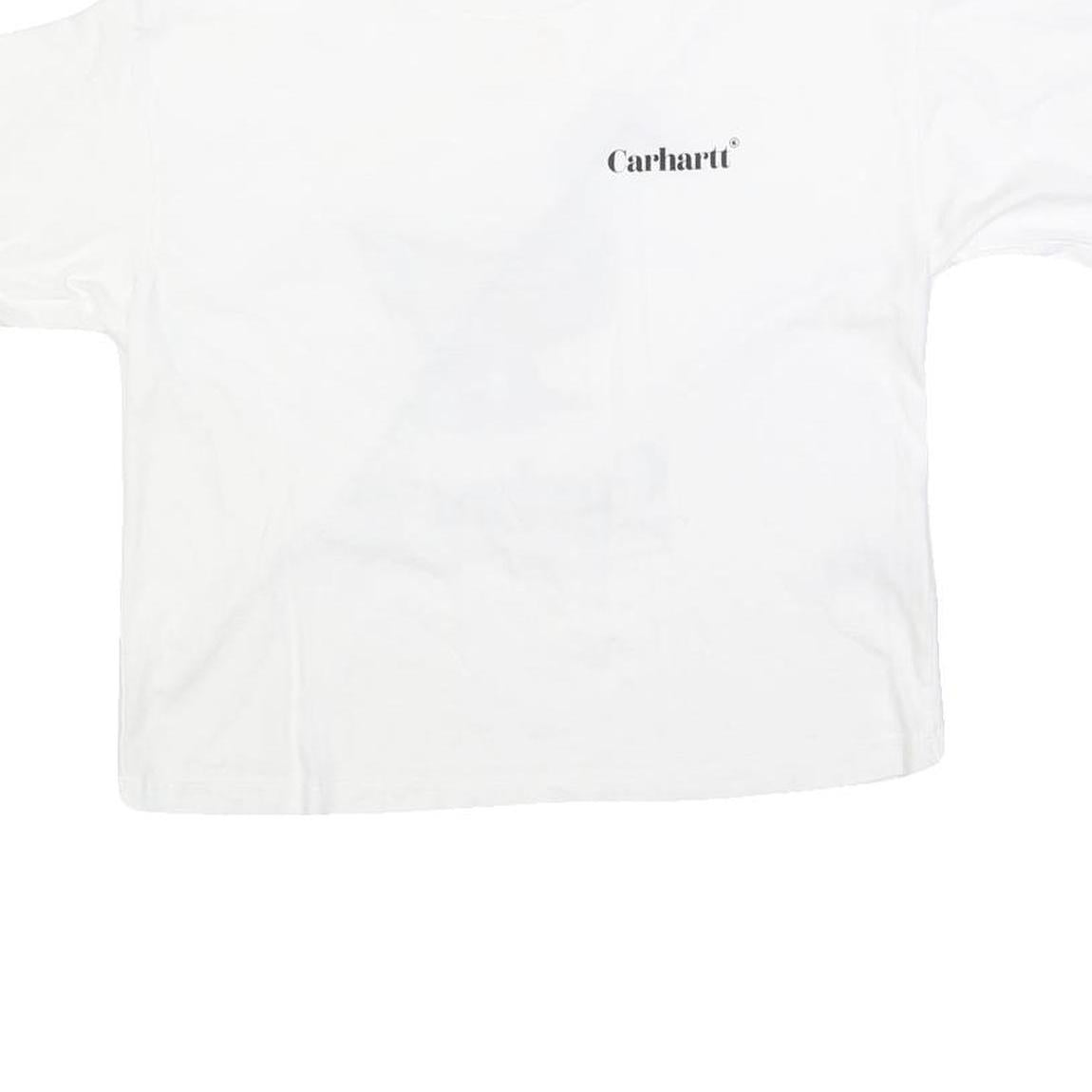 CARHARTT Womens White & Brown Graphic T-Shirt XS Short Sleeve Crew Neck Casual