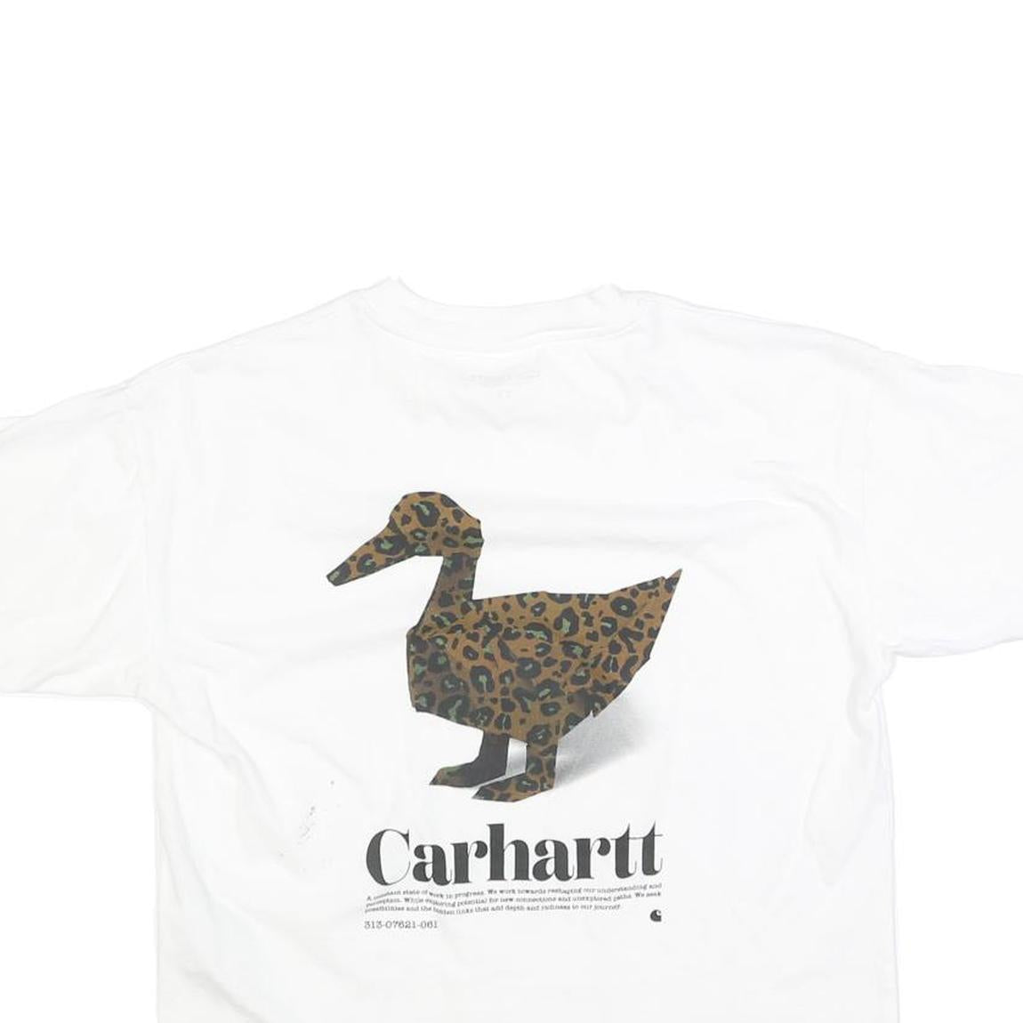 CARHARTT Womens White & Brown Graphic T-Shirt XS Short Sleeve Crew Neck Casual