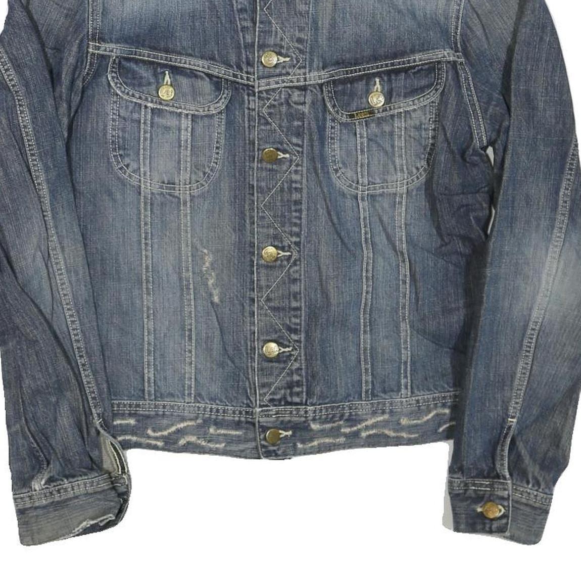 LEE Mens Blue Denim Jacket L Cotton Blend Button Closure Casual Outerwear