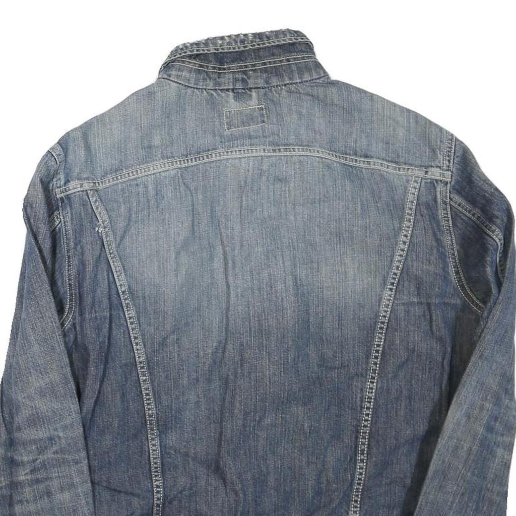 LEE Mens Blue Denim Jacket L Cotton Blend Button Closure Casual Outerwear