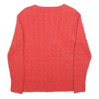 POLO RALPH LAUREN Boys Red Cable Knit Cotton Jumper Crew Neck L Classic Style