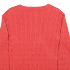 POLO RALPH LAUREN Boys Red Cable Knit Cotton Jumper Crew Neck L Classic Style