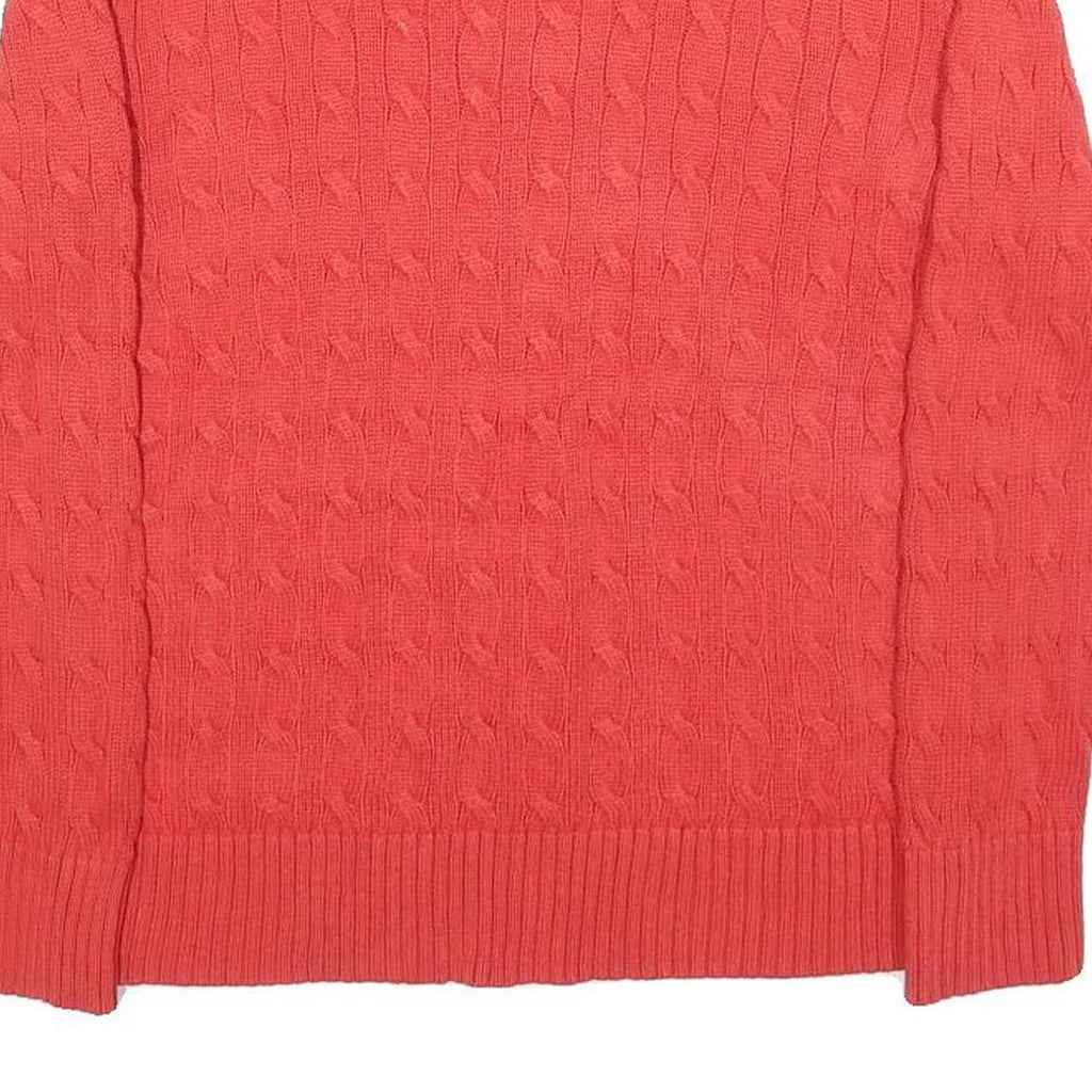 POLO RALPH LAUREN Boys Red Cable Knit Cotton Jumper Crew Neck L Classic Style