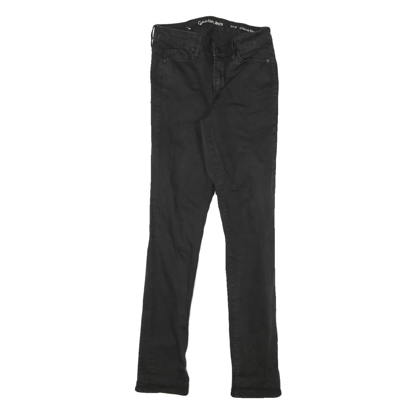 CALVIN KLEIN JEANS Womens Black Slim Skinny Denim Raw W26 L27 Stretch Cotton