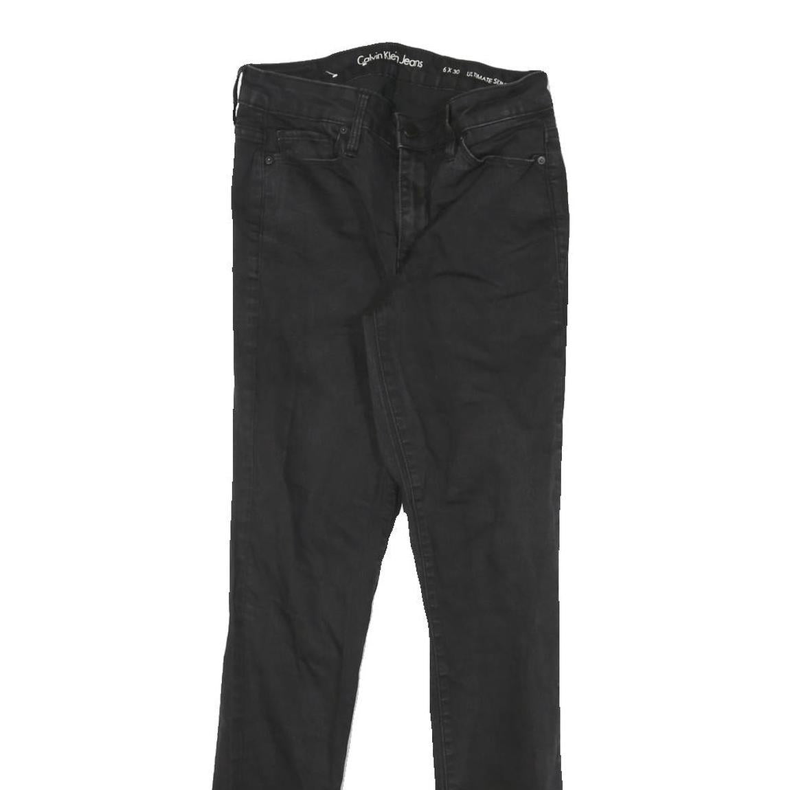 CALVIN KLEIN JEANS Womens Black Slim Skinny Denim Raw W26 L27 Stretch Cotton