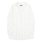 TOMMY HILFIGER Womens White & Black Striped Classic Jacket UK 8 Cotton Blend