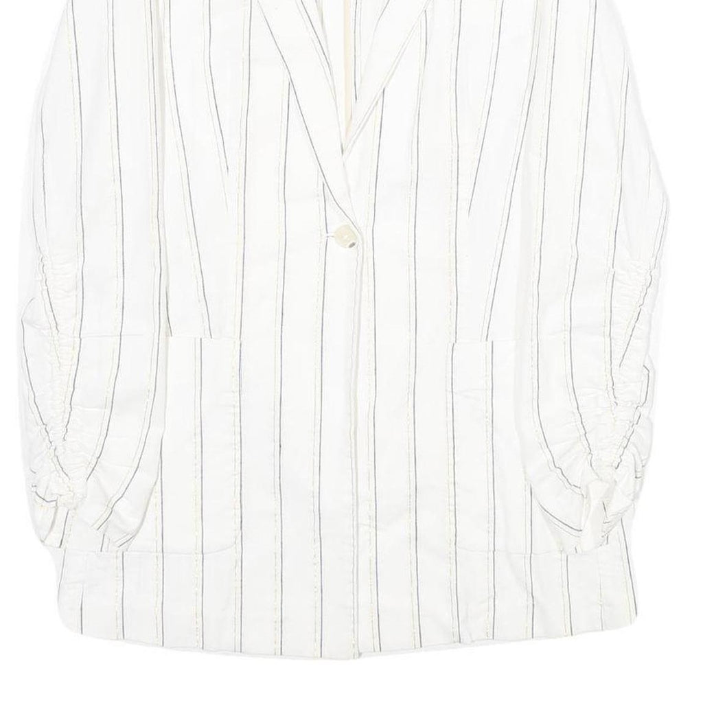 TOMMY HILFIGER Womens White & Black Striped Classic Jacket UK 8 Cotton Blend