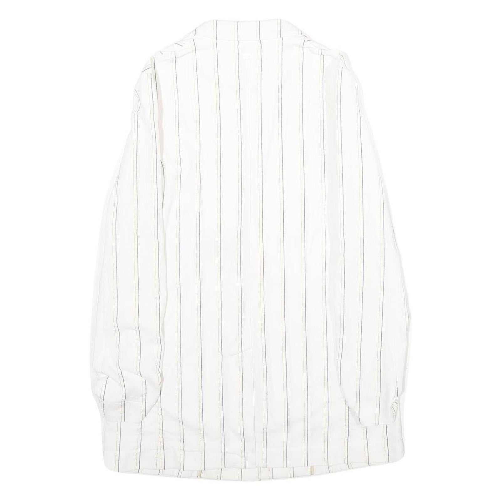 TOMMY HILFIGER Womens White & Black Striped Classic Jacket UK 8 Cotton Blend