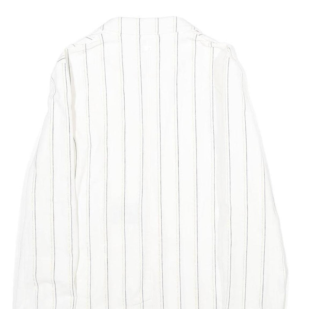 TOMMY HILFIGER Womens White & Black Striped Classic Jacket UK 8 Cotton Blend