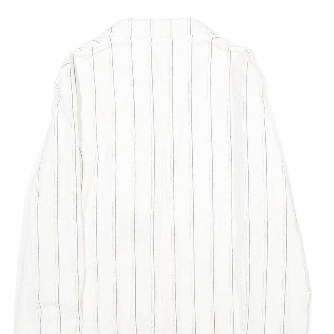 TOMMY HILFIGER Womens White & Black Striped Classic Jacket UK 8 Cotton Blend