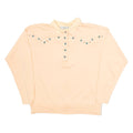 CLAUS PETITES Womens Sweatshirt Pink Button Neck S