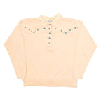 CLAUS PETITES Womens Sweatshirt Pink Button Neck S