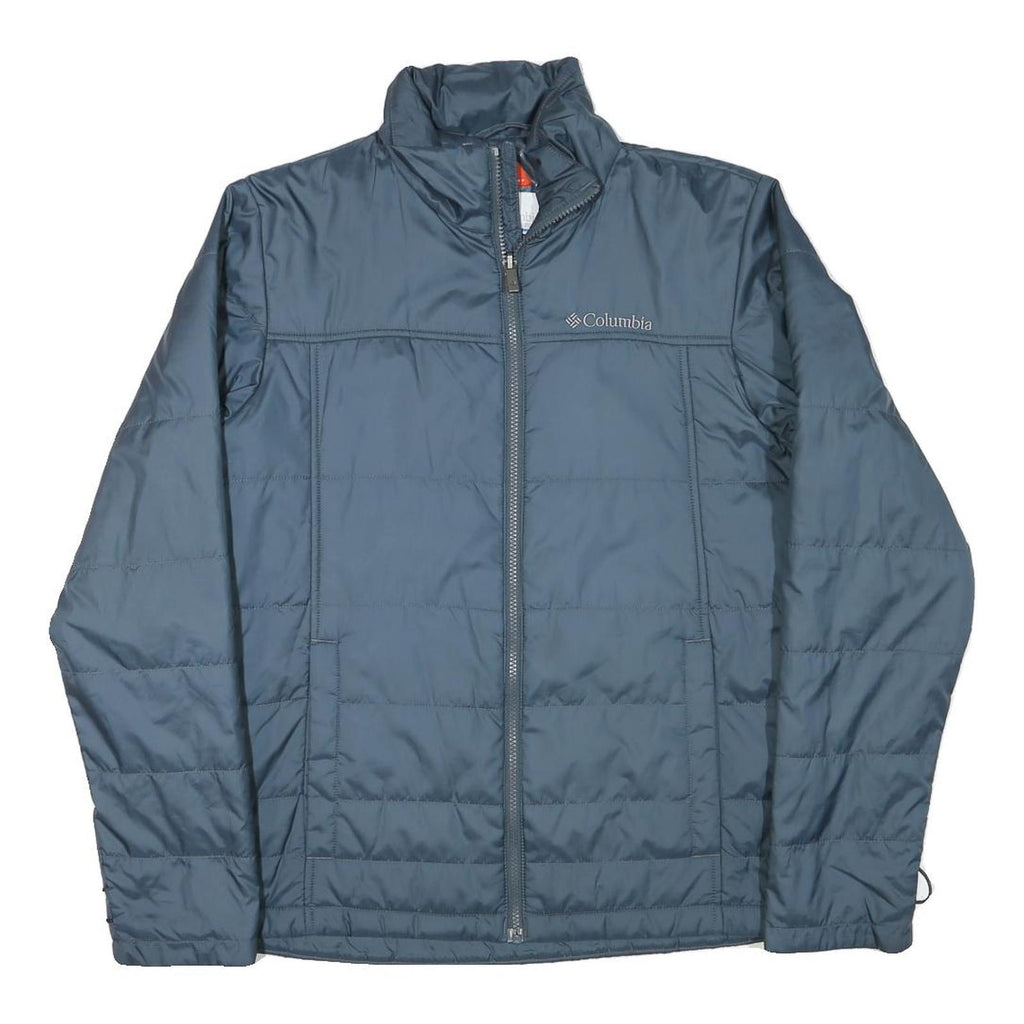 COLUMBIA Mens Blue Jacket S Polyester Blend Plain Lightweight Outdoor Zip