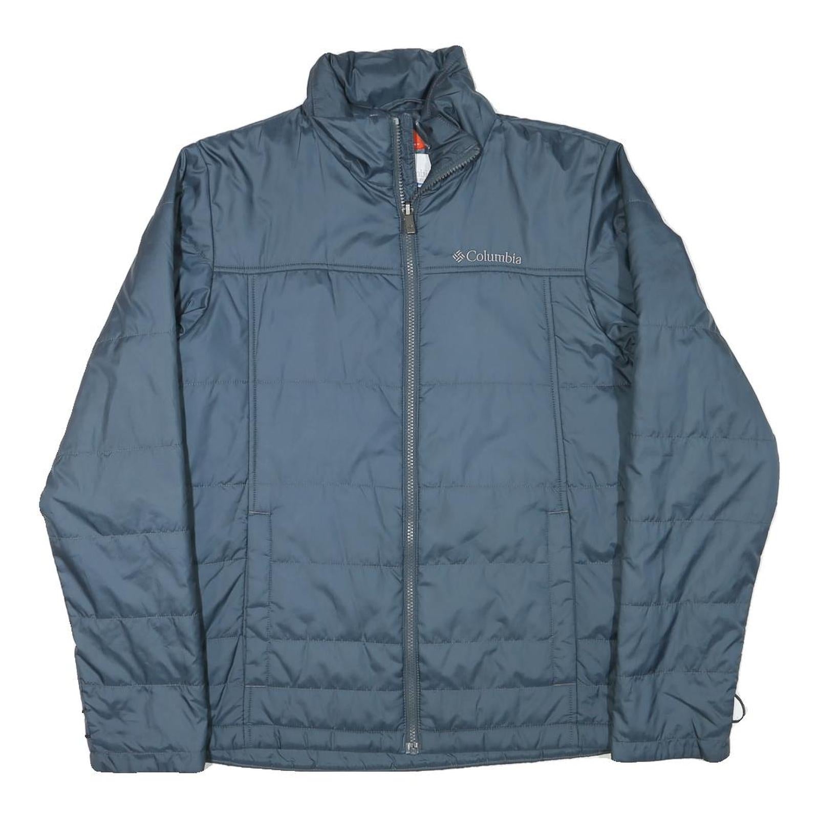 COLUMBIA Mens Blue Jacket S Polyester Blend Plain Lightweight Outdoor Zip
