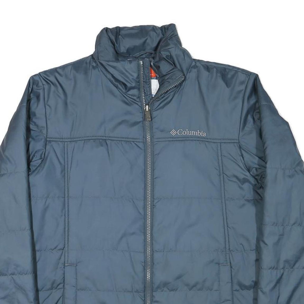 COLUMBIA Mens Blue Jacket S Polyester Blend Plain Lightweight Outdoor Zip